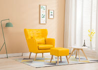Καθιστικών κίτρινο χρώμα Ming καναπέδων υφάσματος ξύλινο με το σφουγγάρι υψηλής πυκνότητας