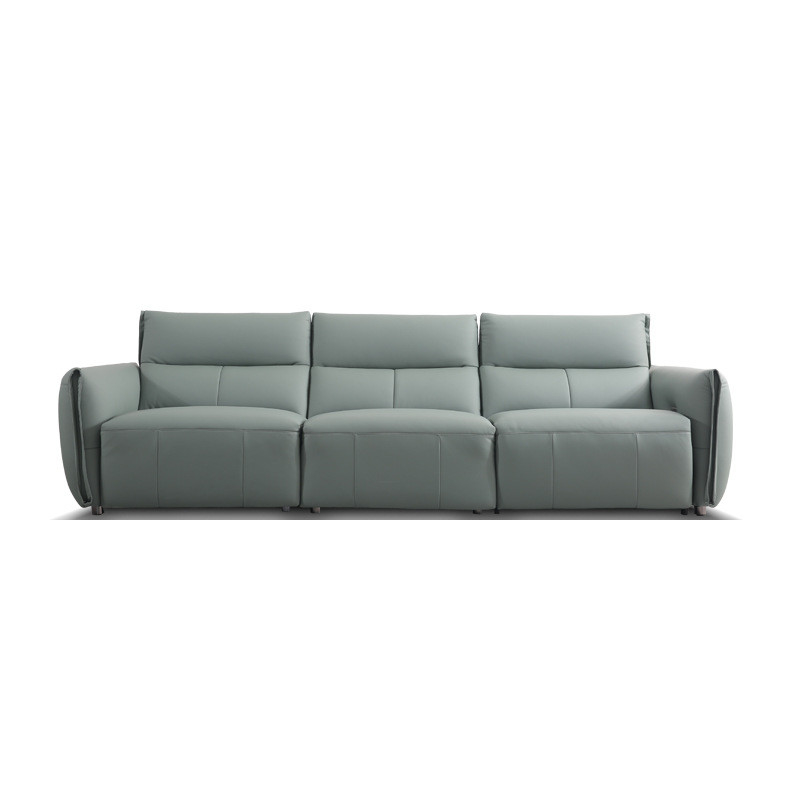 Modern Zero-Back Wall Straight-Row First-Layer Cowhide Telescopic Leather Electric Sofa    285*107*88cm
